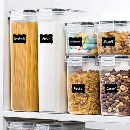 Set de 7 Contenedores de Alimentos Kitchen | Plástico BPA Free, Herméticos + 10 Etiquetas y Marcador