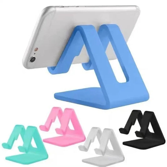 Soporte triangular universal para celular y tablet de diferentes colores.